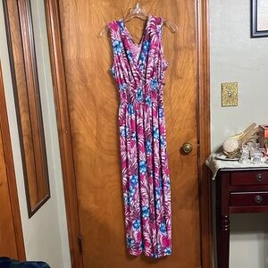 Kohl's Pink Floral Maxi Dress with Blue Accents